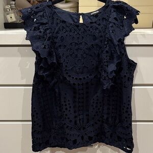 Express Navy Lace Blouse